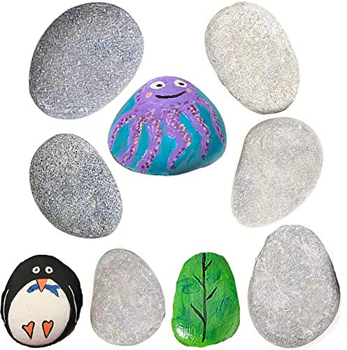 Pierres Plates à Peindre, 9Pcs Galets à Peindre, Galets plats à peindre et à décorer dans le jardin, Galets Naturels, Galets de Plage pour la Peinture Couleur et La Décoration 3-5cm
