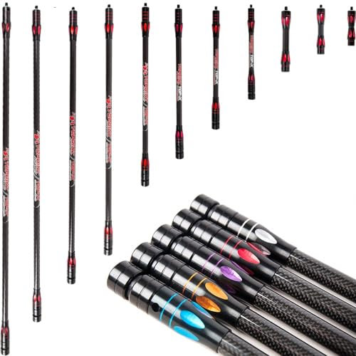 wolfman Bogenschießen Bogen Stabilisator Ausgleichsstange 4-34 Zoll Kohlefaser Stabilisatorstange Dämpfungsgewicht Stoßdämpferstange für Compoundbogen Recurvebogen Jagdzubehör (15 Zoll, Rot)