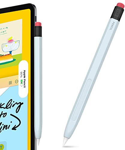 AHASTYLE Classic Pencil Case for Apple Pencil 2nd Generation Pro (2024) - Silicone Protective Sleeve Cover With Magnetic Charging and Double Tap (Light Blue)