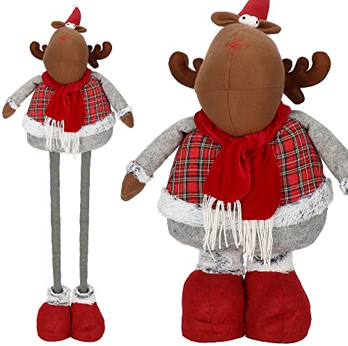 SPRINGOS Rentier höhenverstellbar 55-95 cm groß Teleskopbeine Weihnachtsfigur