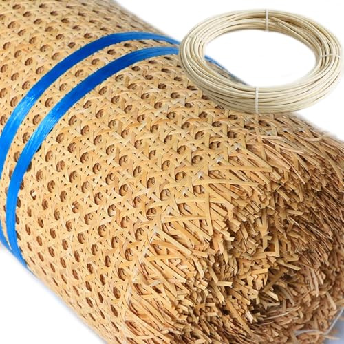 RIBLOR 80cm de Large, Naturel Cannage Rouleau pour Meuble, Rotin pour Cannage pour Chaise, Rouleau de Sangle Cannage, Toile Tissu en Rotin pré-tissée à Ouverte pour Armoire Plafond(50x150cm)