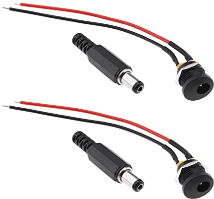VGOL 10PCS 5.5x2.1mm DC Power Plug Connector Adapter & 10PCS DC Female Panel Mount Socket with Cable 10cm for Recorder Audio Telephone Household Appliances