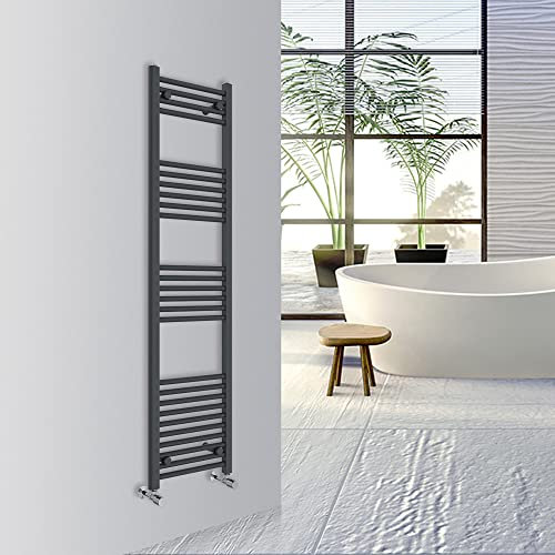 Warmehaus Straight Bathroom Heated Towel Rail Warmer Radiator Central Heating 1600x400mm - Anthracite