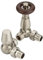Excel Home Thermostatic Corner Radiator Valves - Traditional Design 1/2 x 15mm Metal Head Radiator Valves (Satin Nickel)