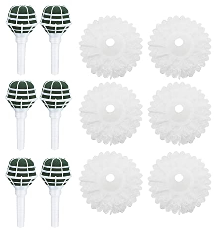 F Fityle 6 Stück Brautstraußhalter Steckmasse mit Brautstrauß Griff, Blumenschaum Blumenarrangement Feste Werkzeuge Braut Bouquet Halter für Hochzeit Home Office Dekoration Valentinstagsgeschenk, Weiß