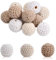 Roseyan 12 Pcs perles en bois 20mm perles crocheté perles en crochet avec trou Perles Fait à la main Pour bricolage bijoux décoration collier bracelet (A)