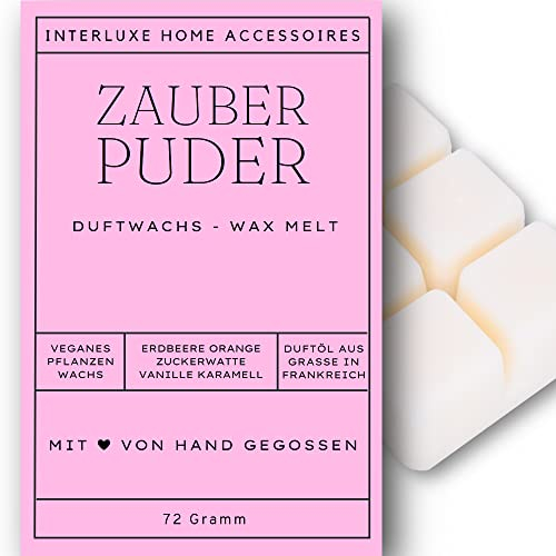 Interluxe Duftmelt Wachsmelt Zauberpuder rosa angenehm duftend Waxmelt 100% pflanzlich Duftwachswürfel für Duftlampe Wachs mit Duftöl Indoor Melts Duftwachs für Aromalampe