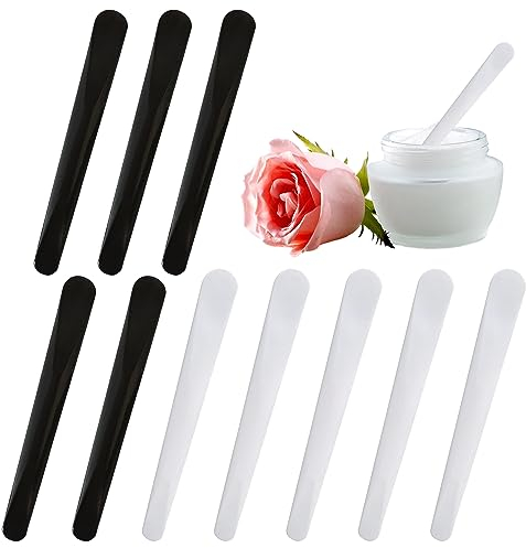 10 Stück Kosmetikspatel, Maske Spatel, Doppelseitiger Creme Spachtel, Schönheits Make Up Werkzeuge für Gesicht, Make Up, Masken Rührabstrich, Mischen, Probenahme (Schwarz, Weiß)