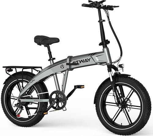 HITWAY 20 * 4.0” Bici Elettrica, Batteria 48V 10,4Ah fino a 50-100KM, 250W Motore Fat Tire E Bike, Pedelec Pieghevole con 7 Velocità per Pendolari Adulti