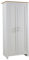 Home Source Bedroom Furniture 2 Door Wardrobe, Storage Shelf, Oak Effect Top, White