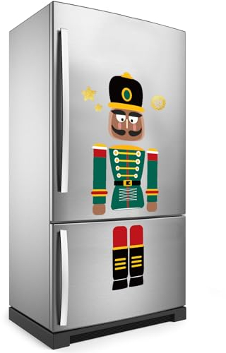 Frienda 10 Stück Weihnachten Nussknacker Kühlschrankmagnete Nussknacker Kühlschrank Magnete Aufkleber Süßes Lustiges Soldat Nussknacker Schild für Tür Garage Schrank Dekoration (Süß, Grün Rot)
