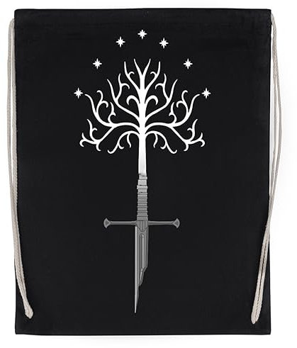 Frammenti Di Narsil Dell'albero Bianco Di Gondor Borsa Sportiva Riutilizzabile In Cotone Da Palestra Nera