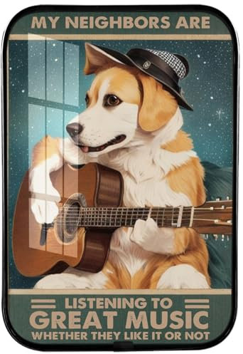 Poster de style rétro avec inscription « I Play Guitar and I Know Things » - Peinture sur porcelaine - Style musique pop vintage - Décoration murale pour homme - 30,5 x 20,3 cm - Noir
