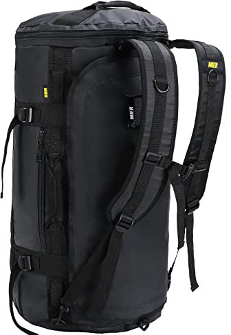 MIER Großer Duffel Rucksack Sport Gym Bag mit Schuhfach, strapazierfähig und wasserabweisend, Schwarz , 90 l