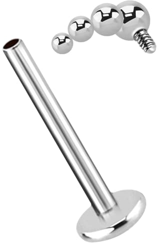 Helix Piercing Labret Stud, 1,2 x 5 mm mit Bogen aus 4 Kugeln, Modell 2