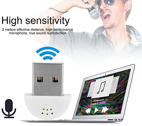 EIMSOAH Portable USB Mini Studio Speech Microphone, Recording Audio MIC Adapter, 2 Meters Effective Distance, for Computer PC (White)