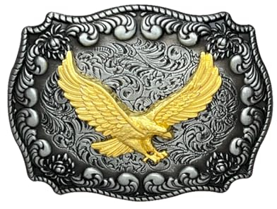 AWOCAN Gürtelschnalle Herren Western Gürtelschnalle Longhorn Bull Head/Flying Eagle Große Schnalle Gürtel geprägte Blumen Gürtel für Männer und Frauen (A)
