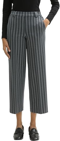 TOM TAILOR 1044267 Pantalones de Corte Recto en Longitud de Tobillo, 36552-Contemporary Navy Check, 42W / 28L Mujeres