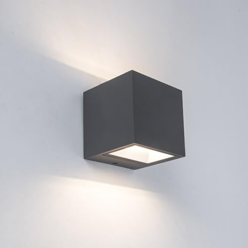 LUTEC Moderne LED-Außenwandleuchte, Innen- und Außenwandlampe aus rostfreiem Aluminium, Außenwandlaterne mit kaltweißem Licht 850 lm, 4000 K, wasserdicht für den Eingangsbereich