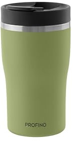 PROFINO Barista Thermo To Go Becher 0,25 L | Salbei | Auslaufsicher dank Doppellock-System | BPA-frei | Spülmaschinengeeignet | Edelstahl Thermobecher Kaffee to go hält 2h warm & 4h kalt
