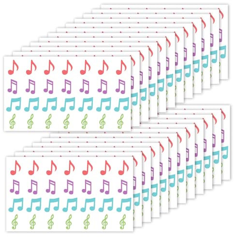 672stk Musiknoten Aufkleber, 4 Designs Wasserfeste Musiknotenaufkleber Selbstklebende Musiknotenaufkleber Perfekte Dekoration für Umschläge Notizbücher Grußkarten(Bunt)