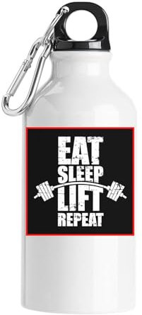 Eat Sleep Lift Repeat Gym Dude's Tourist Water Bottle White
