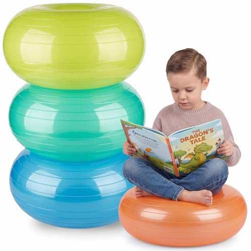 Libima Flexible Sitzgelegenheiten für Klassenzimmer, aufblasbare Yoga-Ballstühle mit Pumpe, Donut-Übungsball, Stuhlkissen für Balance- und Stabilitätstraining, Zuhause, Büro, Fitnessstudio, Workout