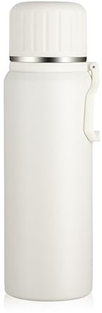 Boziee Edelstahl Thermoskanne Thermosflasche 800ML mit Becher Isolierflasche BPA Frei Tragbar für unterwegs Kaffee & Tee (Weiss)