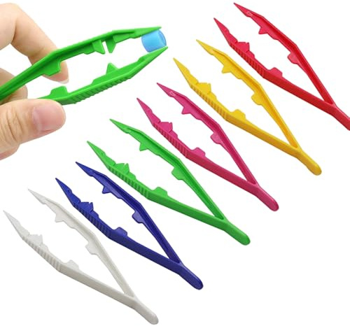 Qaestuan 30 pièces Pince à Épiler en Plastique, Pinces Légères en Plastique, Couleur Pince Plastique, Pince Enfant, pour Perles Enfants Artisanat Maison École DIY (5 Couleurs)