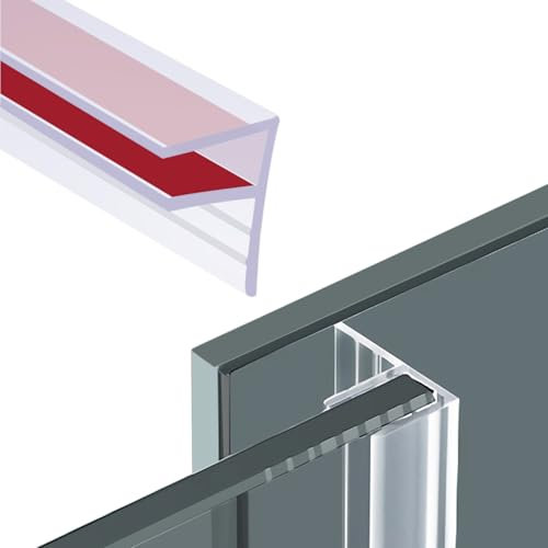 Junta de Ducha 10mm Junta Mampara Ducha Autoadhesiva Perfil Silicona Ducha para Vidrio de 9mm 10mm de Espesor Transparente 200cm(F 10mm)