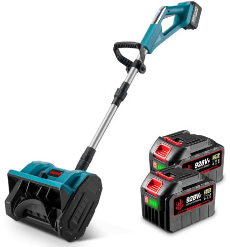 ONEVAN Akku SchneefräSe, 20v Akku-Schneeschaufel mit 2x6.0ah Akkus, 500w, 25cm Räumbreite, 8m Wurfweite, 15cm Max Schneehöhe, Bürstenlos Elektrischer Schneeschieber für die Schneeräumung