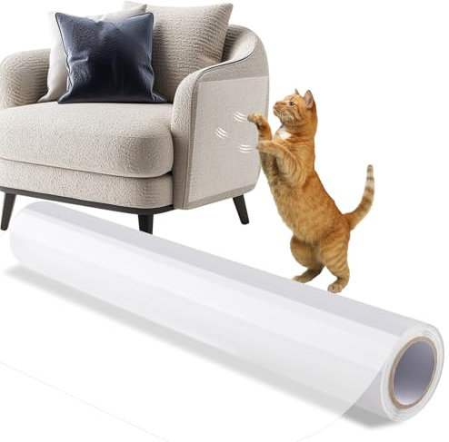 Foydream Kratzschutz Sofa Katze,500 cm x 40 cm Katzen Kratzschutz Selbstklebend, Transparent Anti Kratz Folie für Katzen Geeignet für Möbel Couch Tür Wand Kratzabwehr