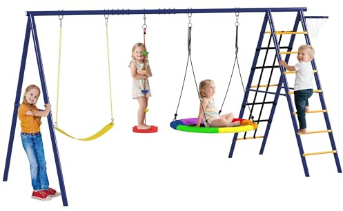 AIYAPLAY 6 in 1 Set Altalene da Giardino per Bambini 3-8 Anni Multicolore