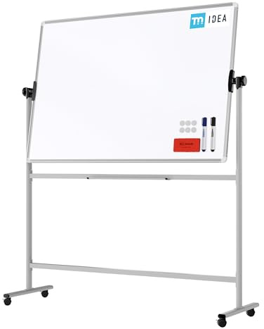 ALLboards Mobiles Board, Serie: TM Idea/Flex – mit doppelseitiger Whiteboard-Oberfläche, drehbar, 150×100 cm