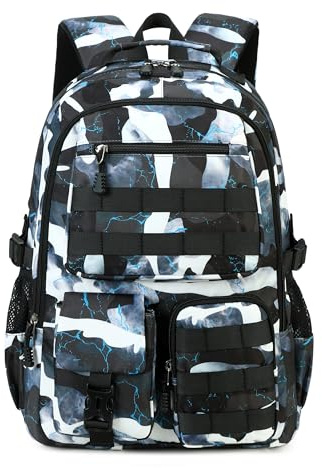 Lmwzh Jungen Schulrucksack Teen Schulranzen Tarnung schultasche 18in(black)