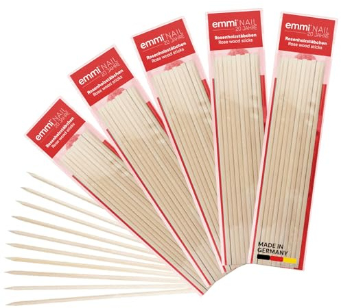 Emmi Nail Rosenholzstäbchen 5x10er Pack I 50 Stück zum Säubern der Nagelränder & zum Zurückschieben der Nagelhaut I Maniküre Zubehör zur Entfernung von UV-Lack, Nagelrand Reinigung