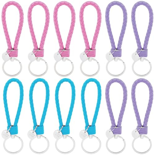 CALFOVERA Porte Clés de Voiture en Cuir PU Tissé 12 Couleurs avec Sangle Tressée avec Anneaux en Alliage Corde Tressée Accessoires pour Hommes et Femmes Sacs Portefeuilles Cadeaux