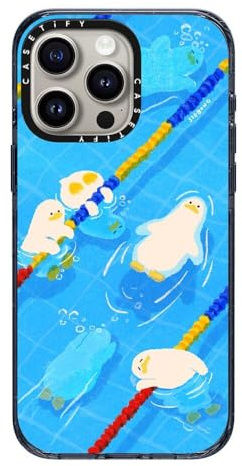 CASETiFY Impact Schutzhülle für iPhone 15 Pro Max [4 x Falltest in Militärqualität/2,5 m Fallschutz] - Pool Time - Classic Blue