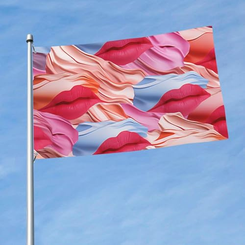 Flagge 90 x 152 cm Lippen Lustige Flaggen Urlaub Gartenflaggen für alle Jahreszeiten Allwetter Flagge für Wohnheim Raumdekoration Outdoor Partys