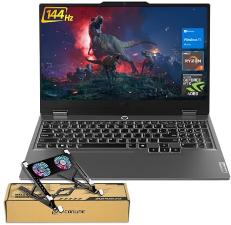Lenovo LOQ 15 15AHP9 RTX 4060 AI Gaming Laptop, 15.6 FHD 144Hz, AMD Ryzen 7 8845HS, NVIDIA RTX 4060, 64GB DDR5 RAM, 1TB SSD, Backlit Keyboard, RJ-45, Bundle with PCO Laptop Cooler
