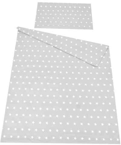 Babylux Bettwäsche Bezug 2 TLG. 100 x 135 cm / 90 x 120 cm Kinderbettwäsche Kind Bettset Baby Babybettwäsche (91. Sterne Grau, 100 x 135 cm)