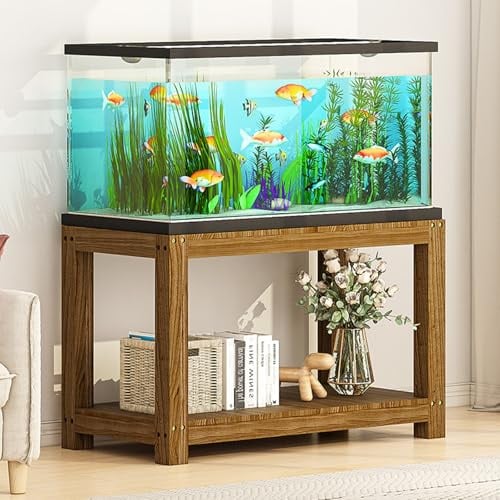 Fischaquarium Schrank Ständer für Tropische Aquarien aus Holz, 2-stöckig, Kiefernholz, Reptilientisch, Zimmerpflanzen-Druckertisch, Mehrzweck-Regal, 30 x 150 cm, Breite, Regal, Aufbewahrungs