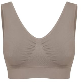 CFab BH Damen ohne Bügel nahtlos leicht gepolstert mittlerer Halt | Soft Bra mit herausnehmbaren Cups breiten Trägern flexiblem Stretch natürlicher Form für Alltag Arbeit Reise Freizeit Zuhause