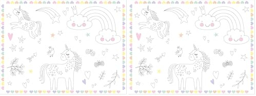 Folat 68337 Tischsets Malvorlagen Unicorns & Rainbows - 6 Stück (Packung mit 2)