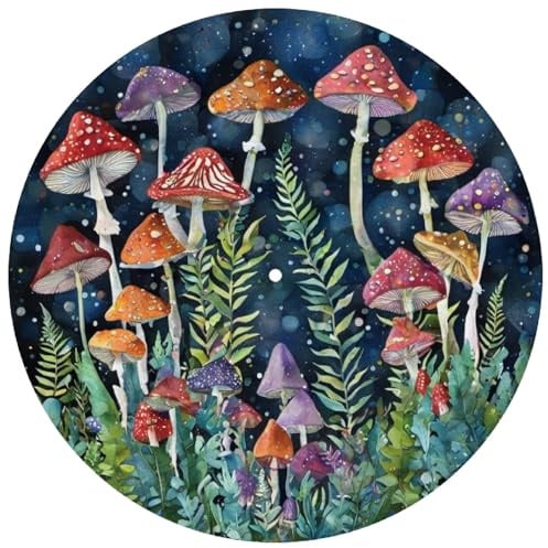 craspire Plattenspielermatte Pilzpflanze 12 Zoll Plattentellermatte Schallplattenauflage Plattenteller Slipmat Antistatische Anti Rutsch Filz Plattenteller Slipmat Schutzmatte Für Heimplattenspieler