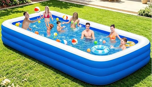 Piscina gonfiabile extra large per adulti, 368,3 x 188 x 55,9 cm, grande piscina per famiglie, resistente e ispessita, piscina fuori terra per cortile, all'aperto, giardino, feste estive in acqua