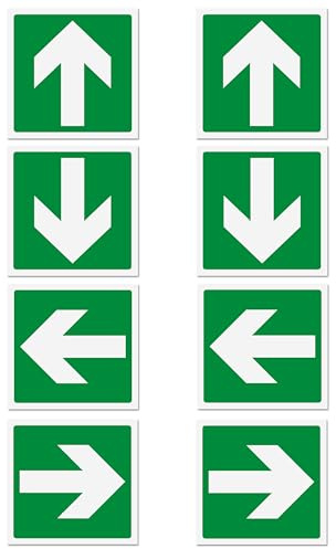 8 Adesivi Frecce Uscita Emergenza formato cm 12x12 | Segnaletica Uscita di Sicurezza | 8 pz