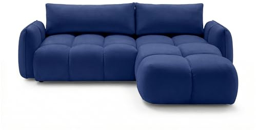 SOFILAND BELVEO Ecksofa Dunkelblau Rechts L-Form Stoff Bluvel