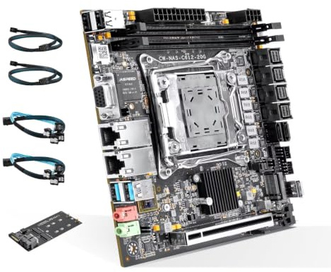 C612 Mini ITX NAS Motherboard for Xeon E5 V3/V4, Dual 10GbE X550 LAN, 2X ECC DDR4 Up to 128GB, Support 10 SATA3.0 and 4 NVMe, PCIe Bifurcation x16, Compatible with TrueNAS Unraid Proxmox