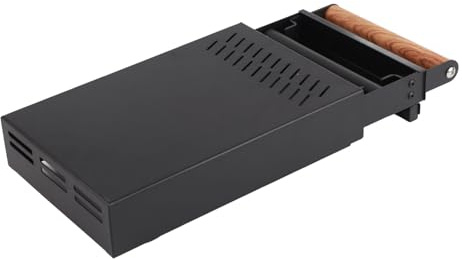 Naroote Edelstahl-Kaffeeklopf-Schubladenbox mit Griff für den Heimgebrauch Im Büro, Schwarz, 21 X 37 X 7,5 Cm